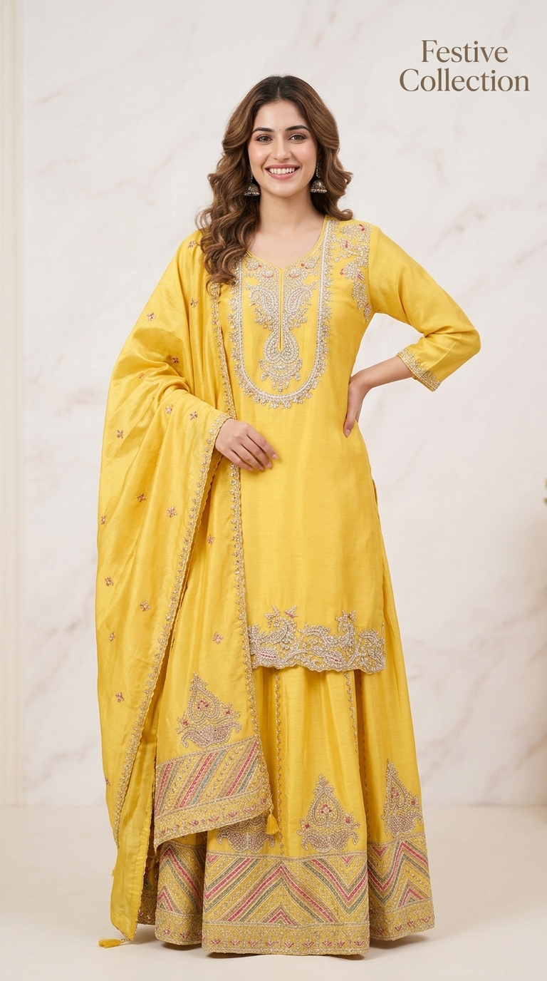 Yellow Embroidered Kurta Set