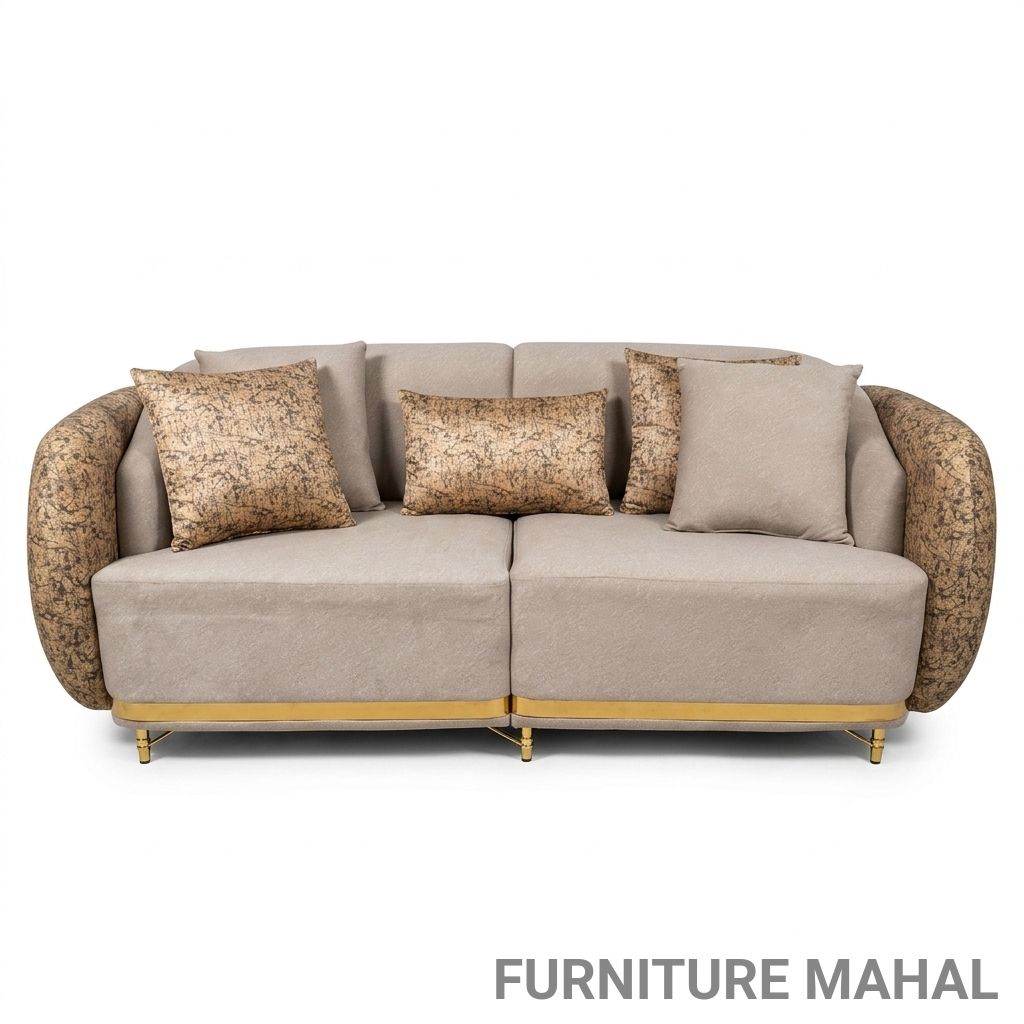 Modern C- Shape Sofa with Cushions view 2
