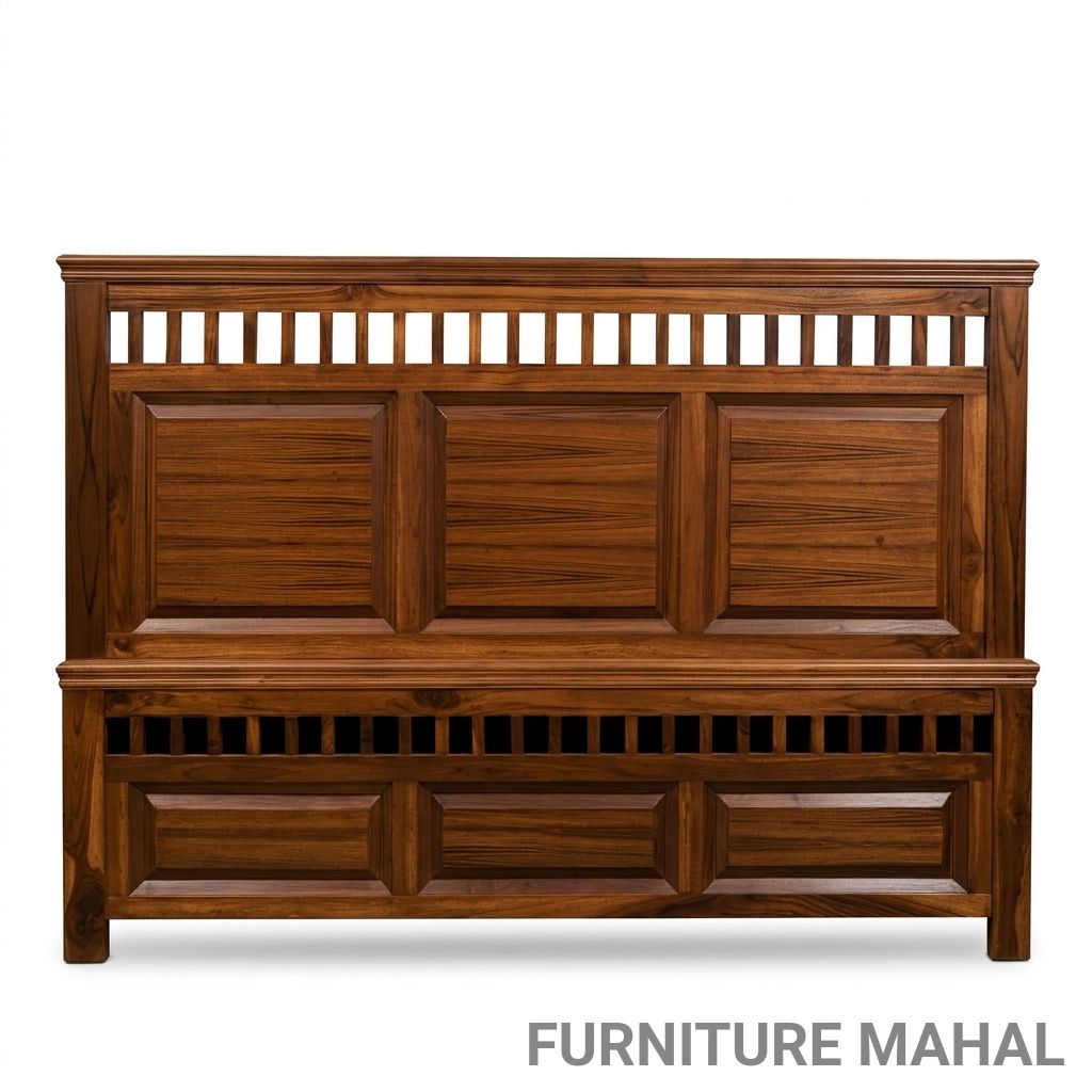 Carved Teak Bed view 2
