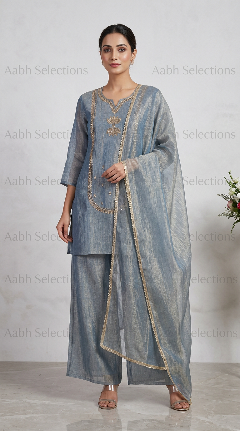 Designer Denim Anarkali Suit