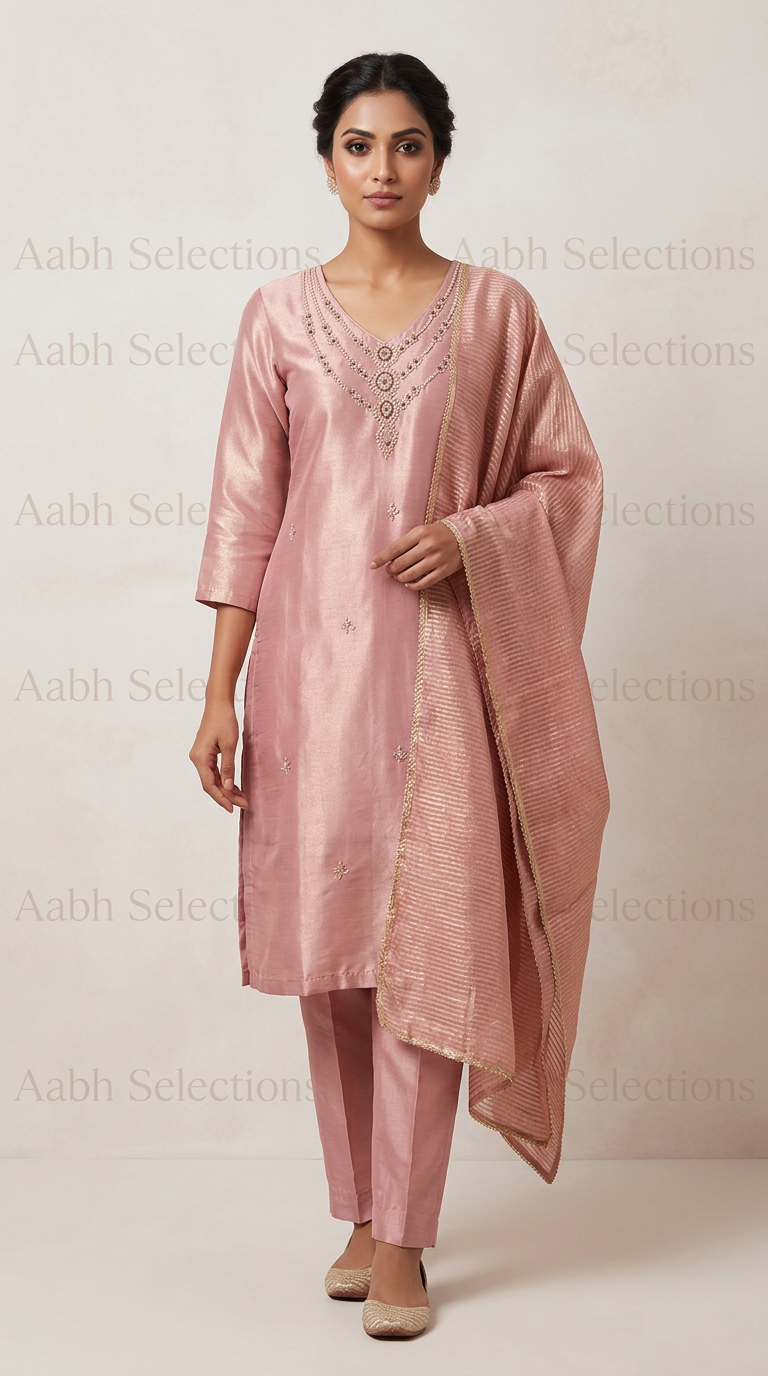 Pink Silk Suit Set