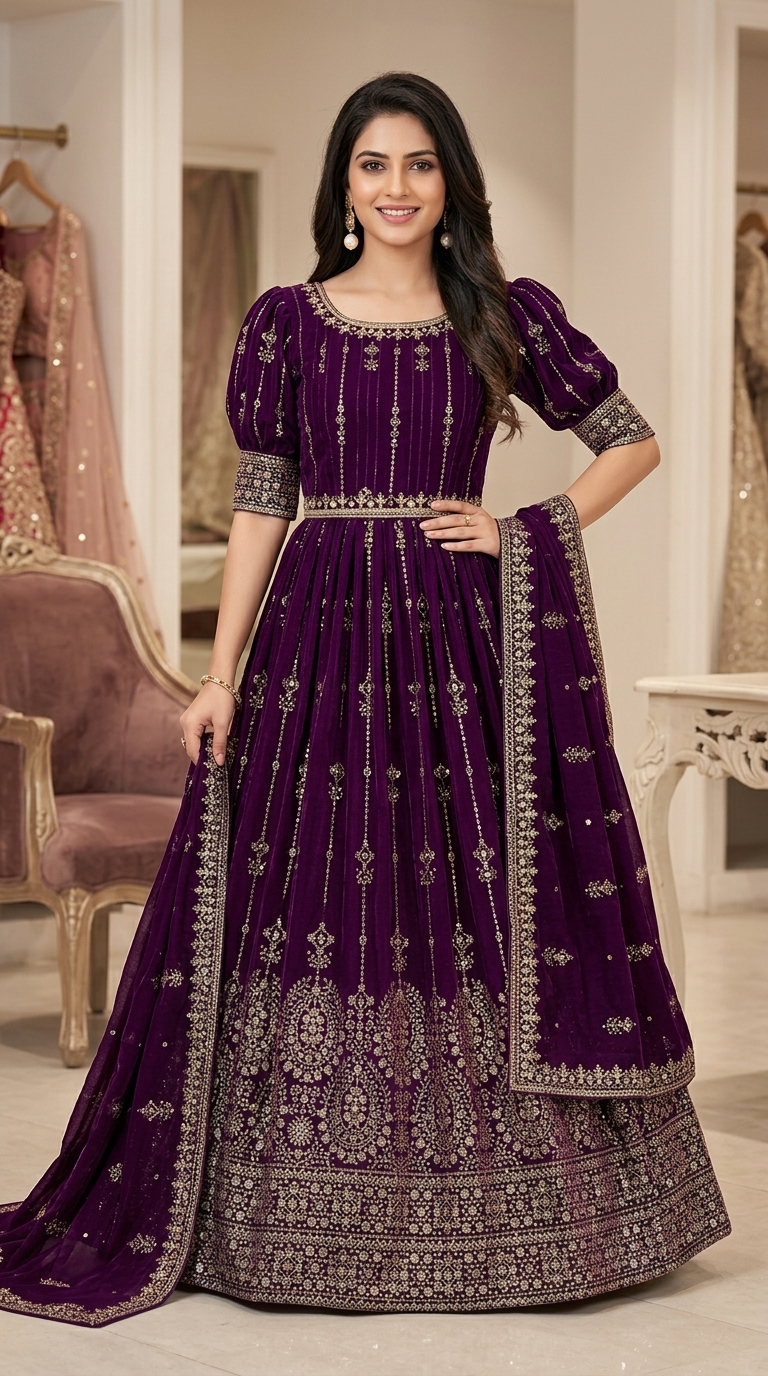 Purple Embroidered Dress