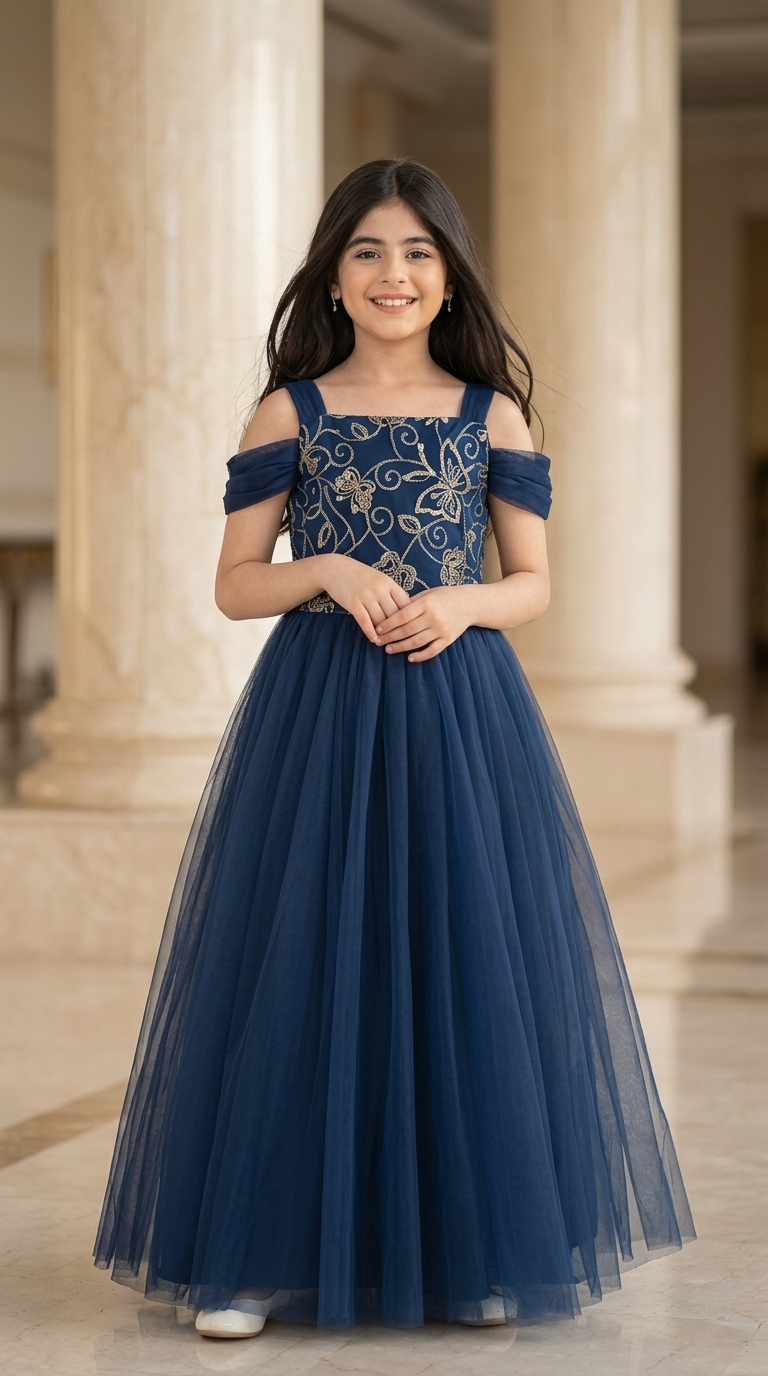 Navy Blue Tulle Dress