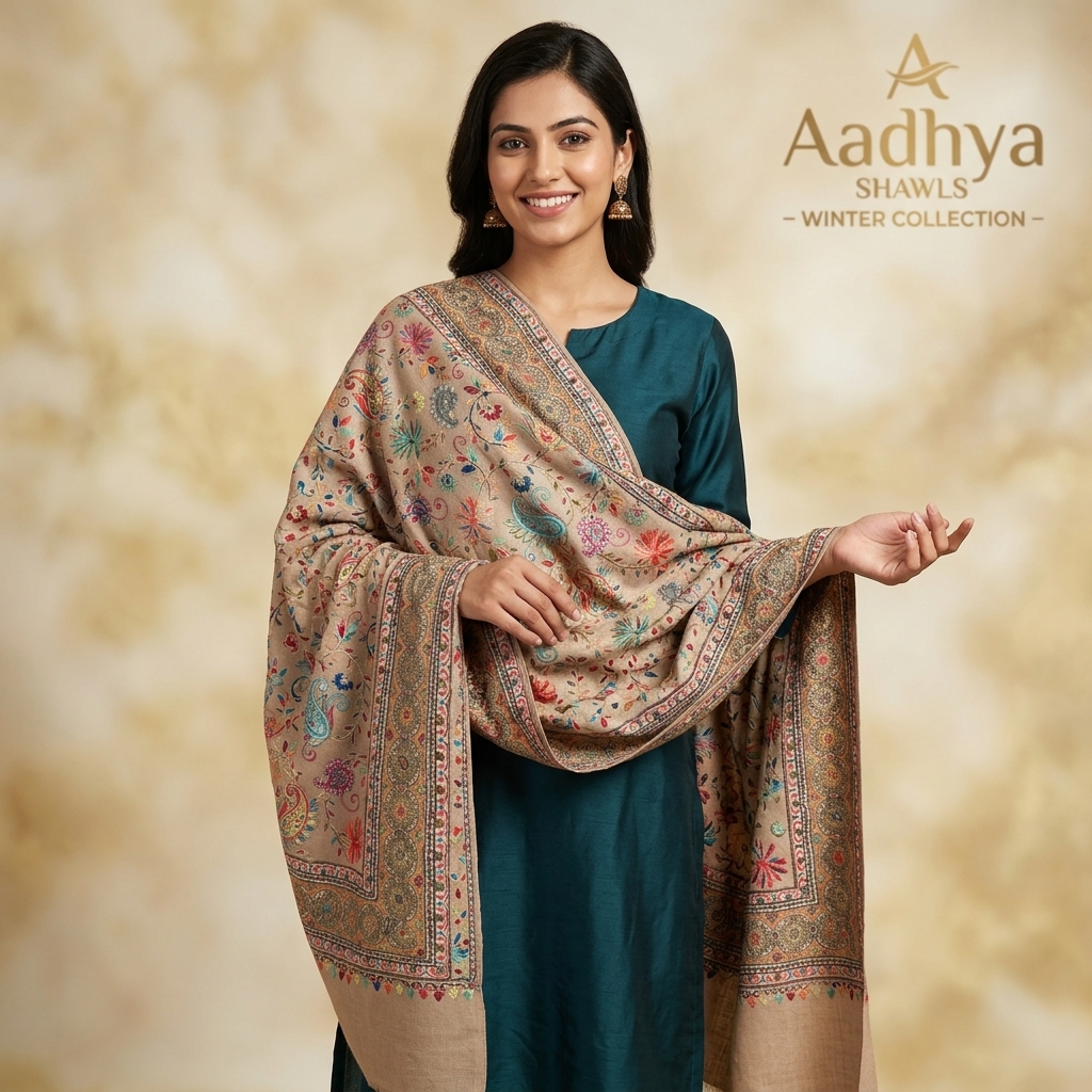 Embroidered Wool Shawl