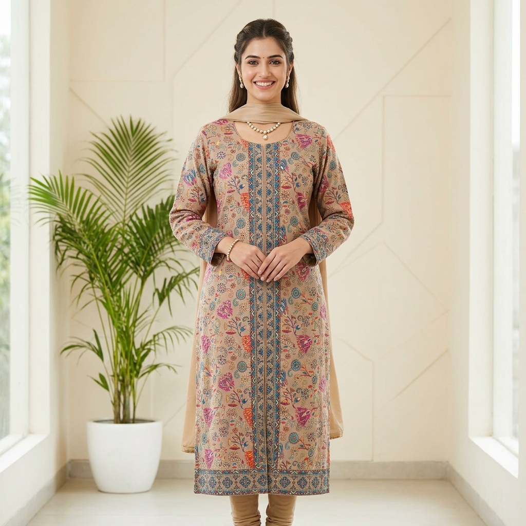 Embroidered Wool Shawl