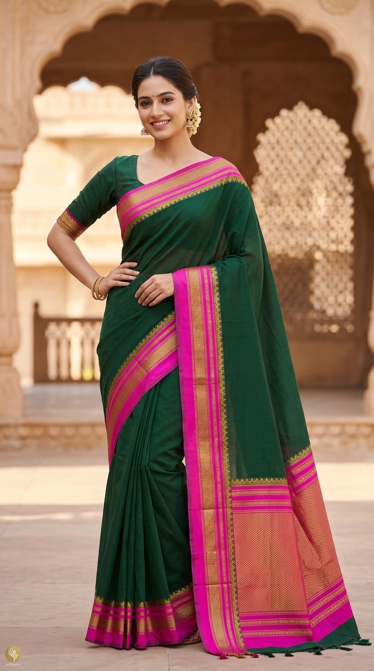 Green and Pink Saree