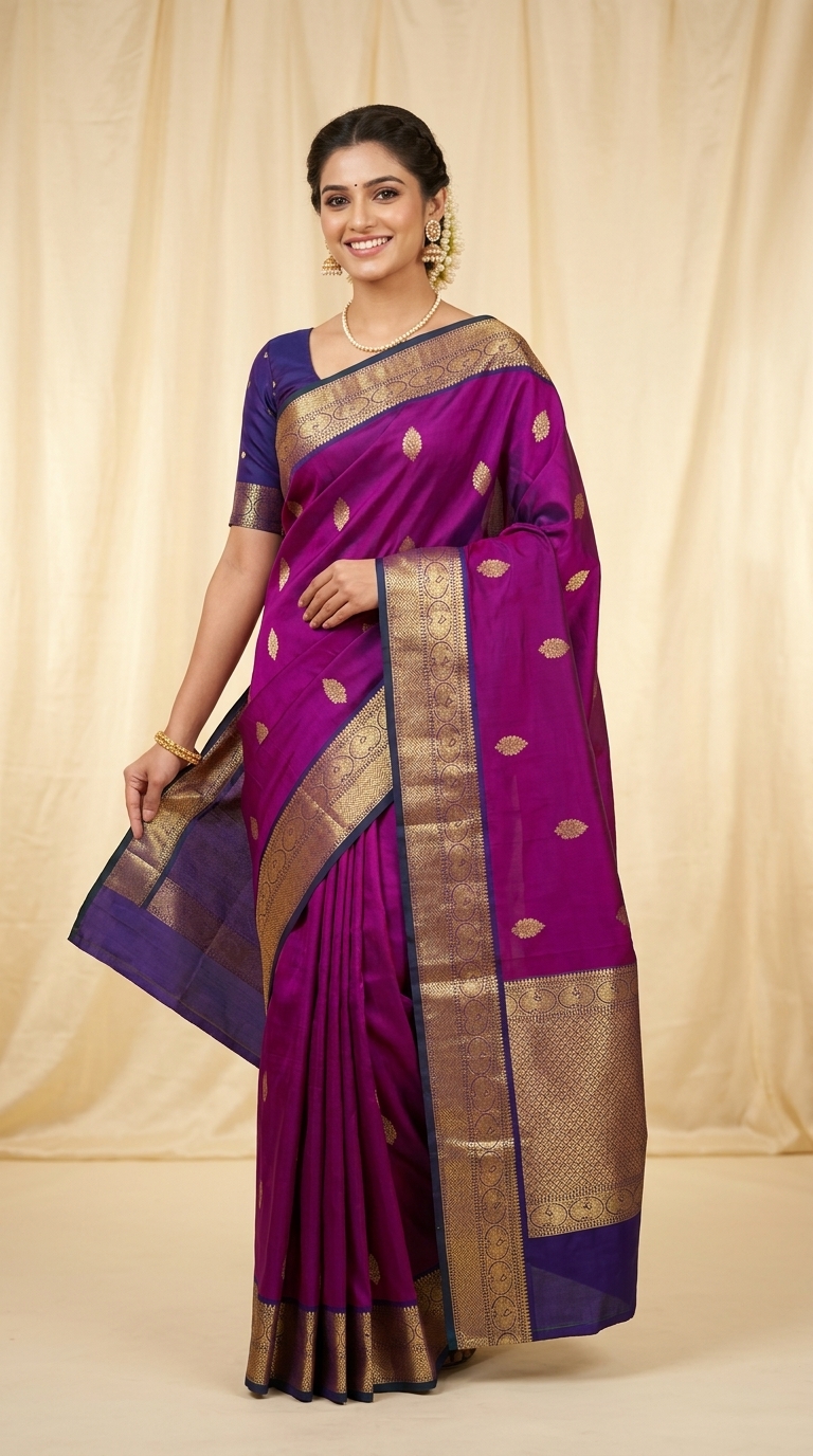 Purple Silk Dupatta