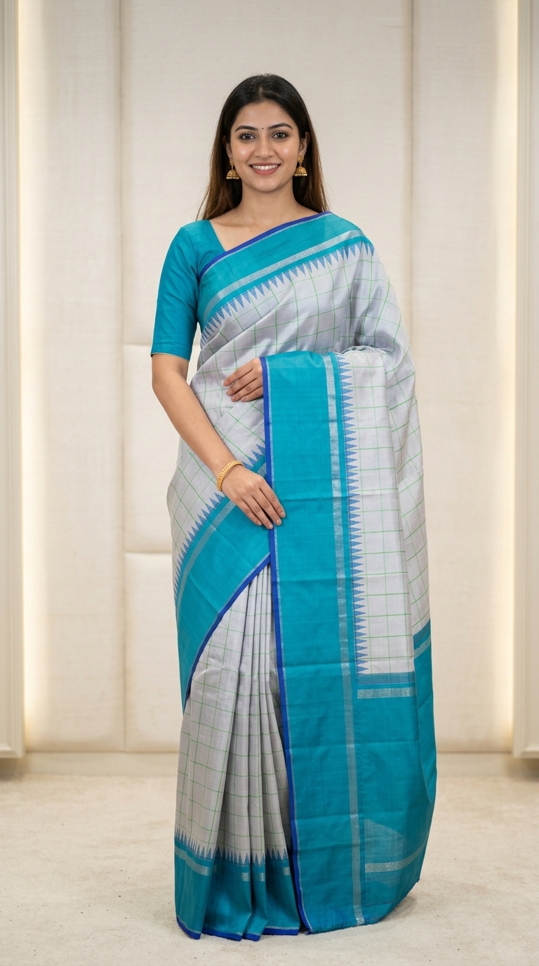 Cotton Blue and White Dupatta