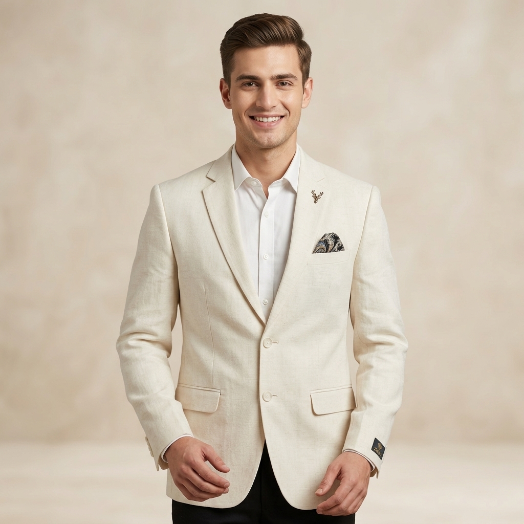 Zonic White Linen Blazer