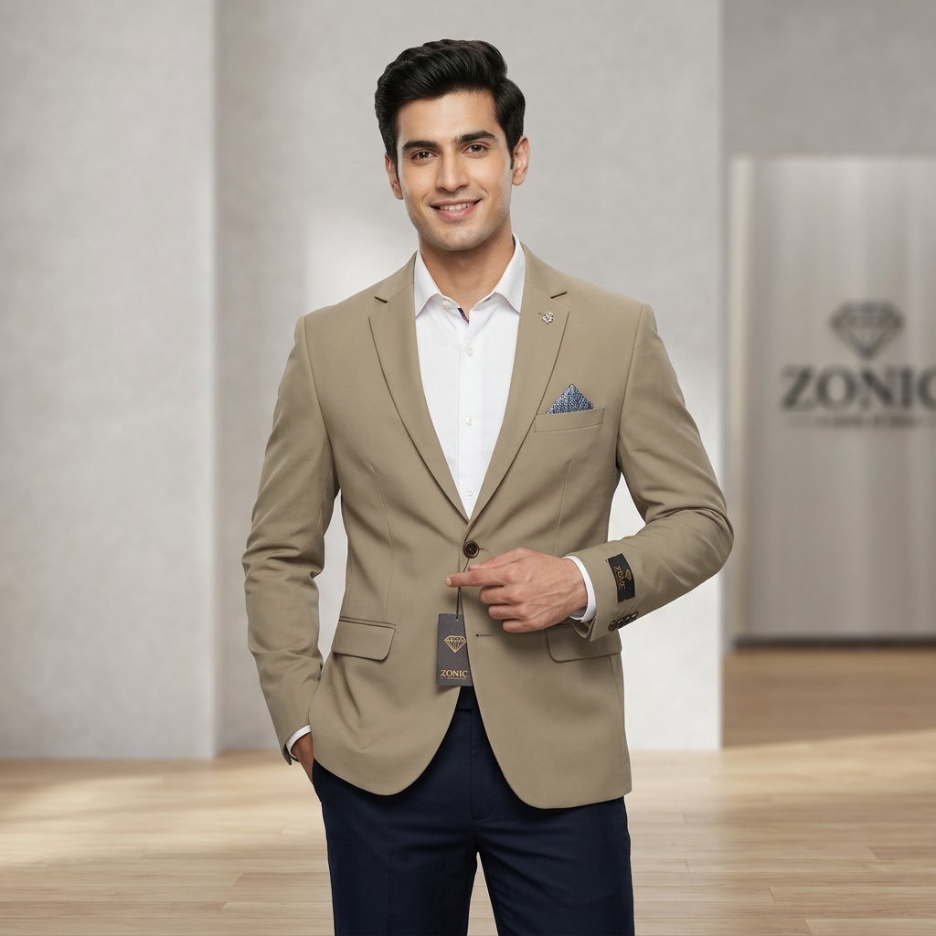 Beige Slim Fit Blazer