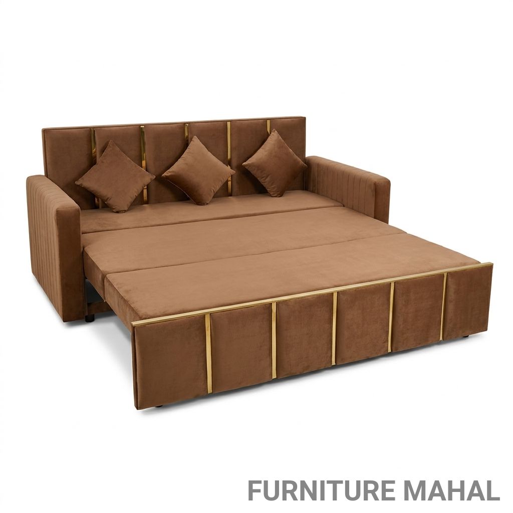 Brown Fabric Sofa Bed