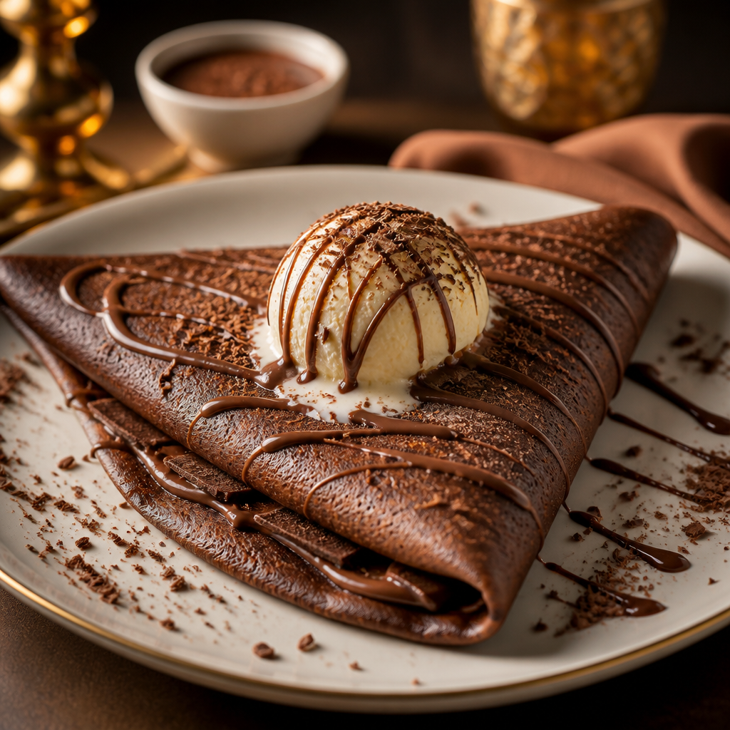 Chocolate Dosa with Icecream